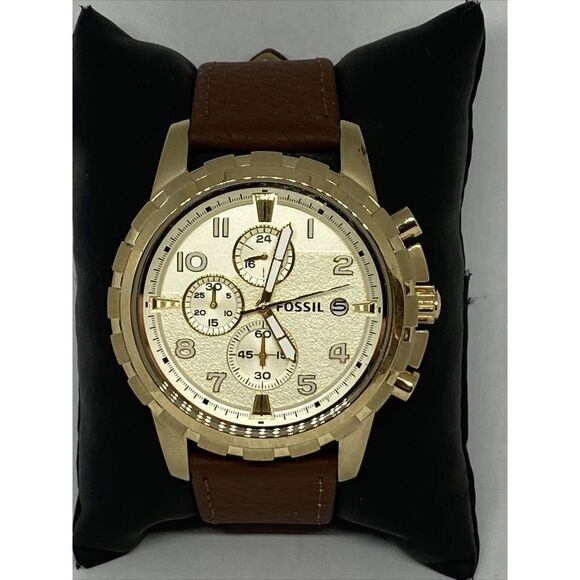 Fossil Dean FS4867 Men's Brown Leather Analog Dial Quartz Genuine Watch OP771 - Picture 1 of 12